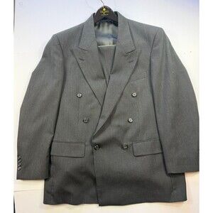 Tom James Investment Collection Suit Charcoal Grey Pinstripe Double Breasted